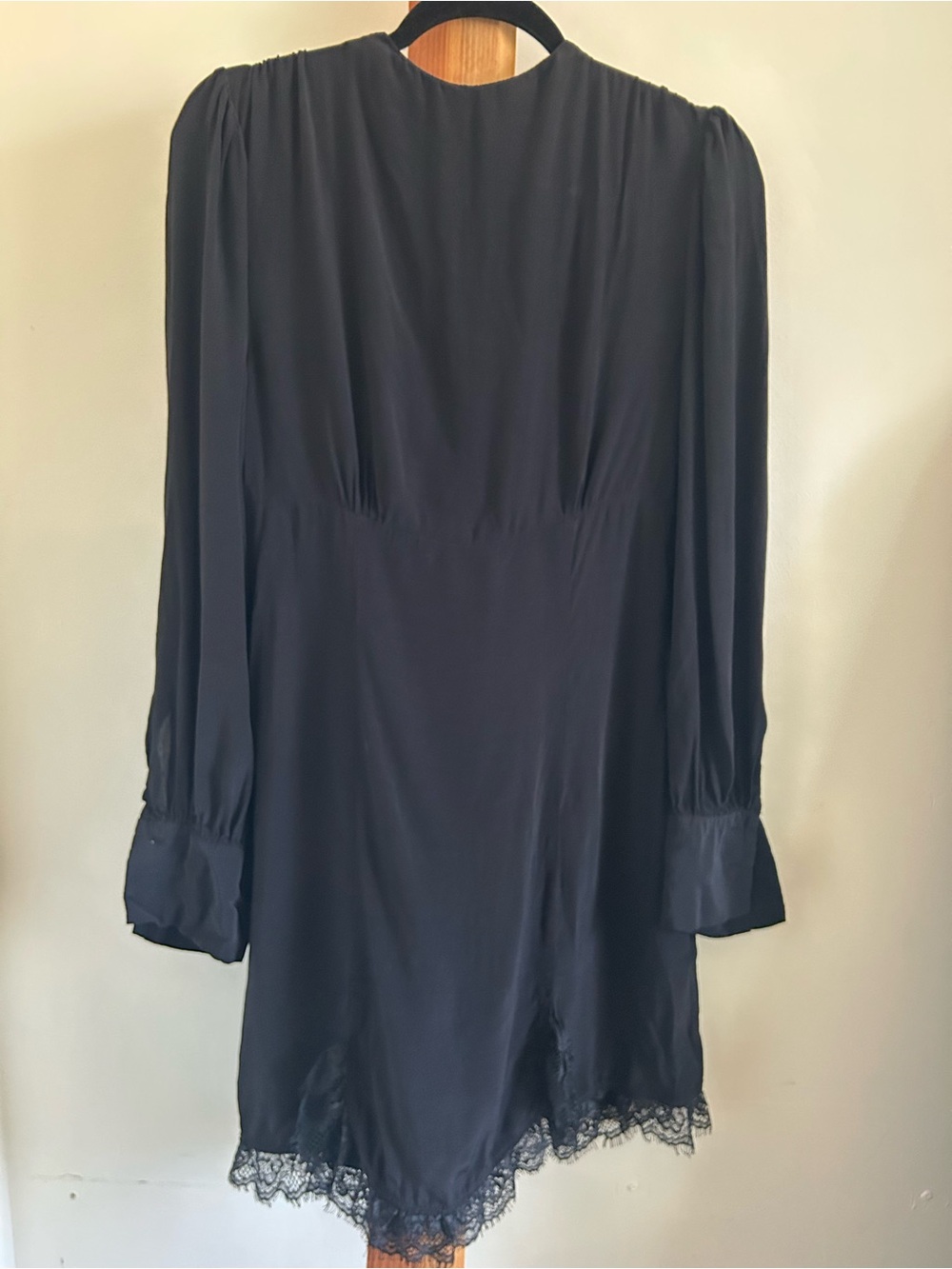 Zara Black Long-Sleeve Lace-Trim Mini Dress